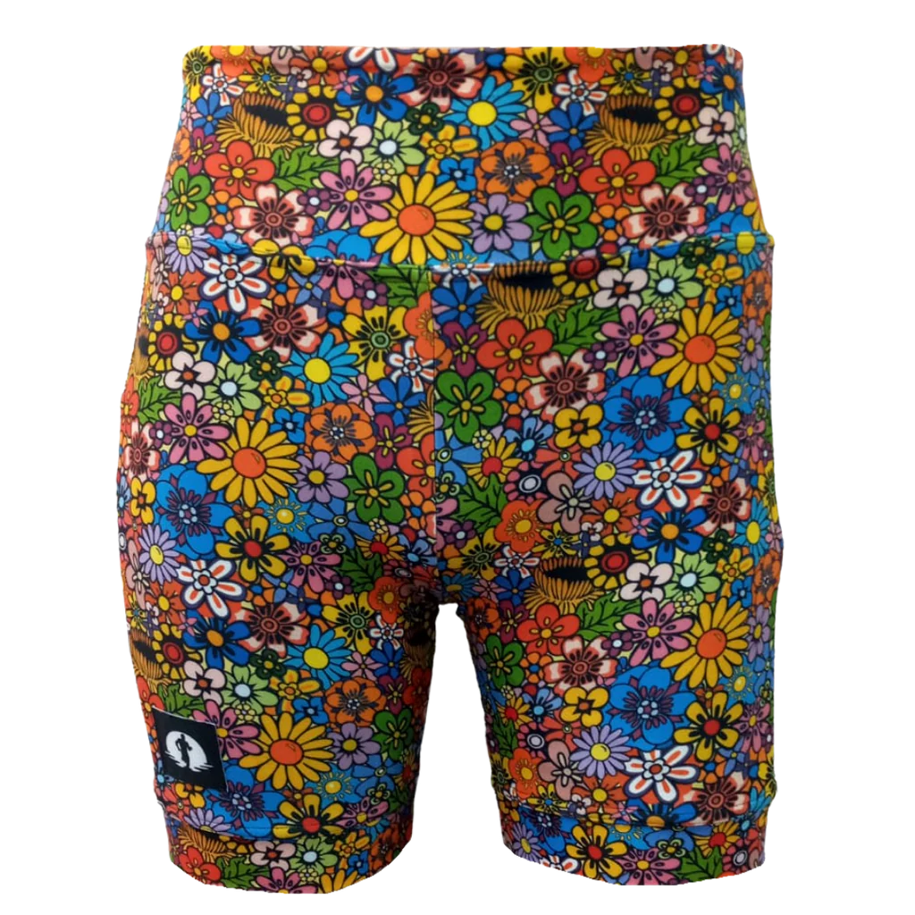 High Waist Shorts - Funky Flowers