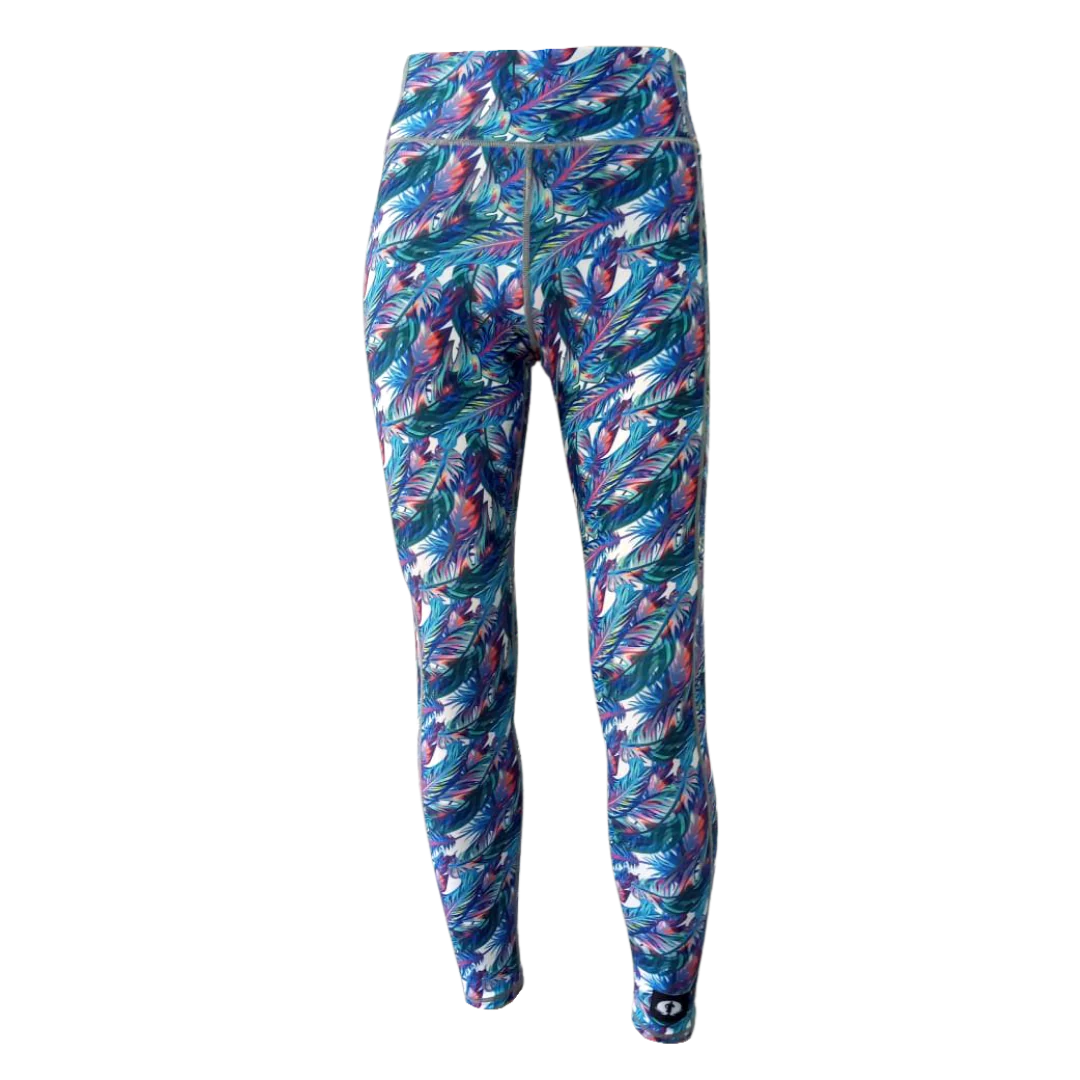 High Waist Full Length Leggings - Feathers