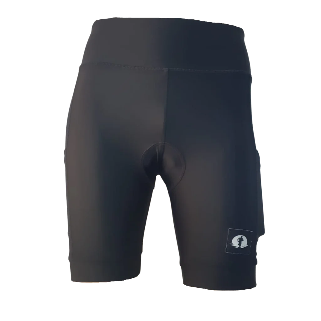 Funky Pants High Rise Fit Cycling Shorts - Black edition with padded seat with pockets.