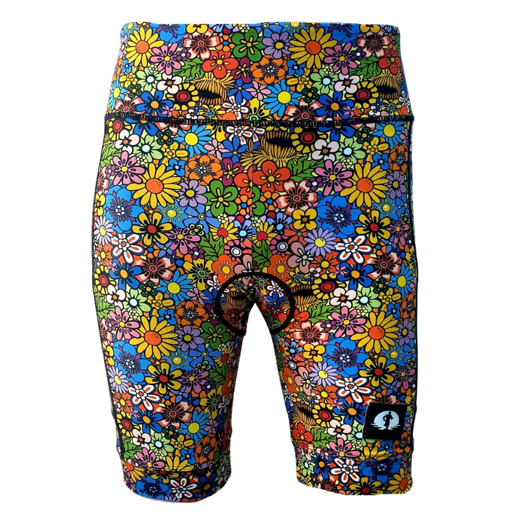 Funky Pants High Rise Fit Cycling Shorts - Funky Flowers edition with padded seat and colourful design