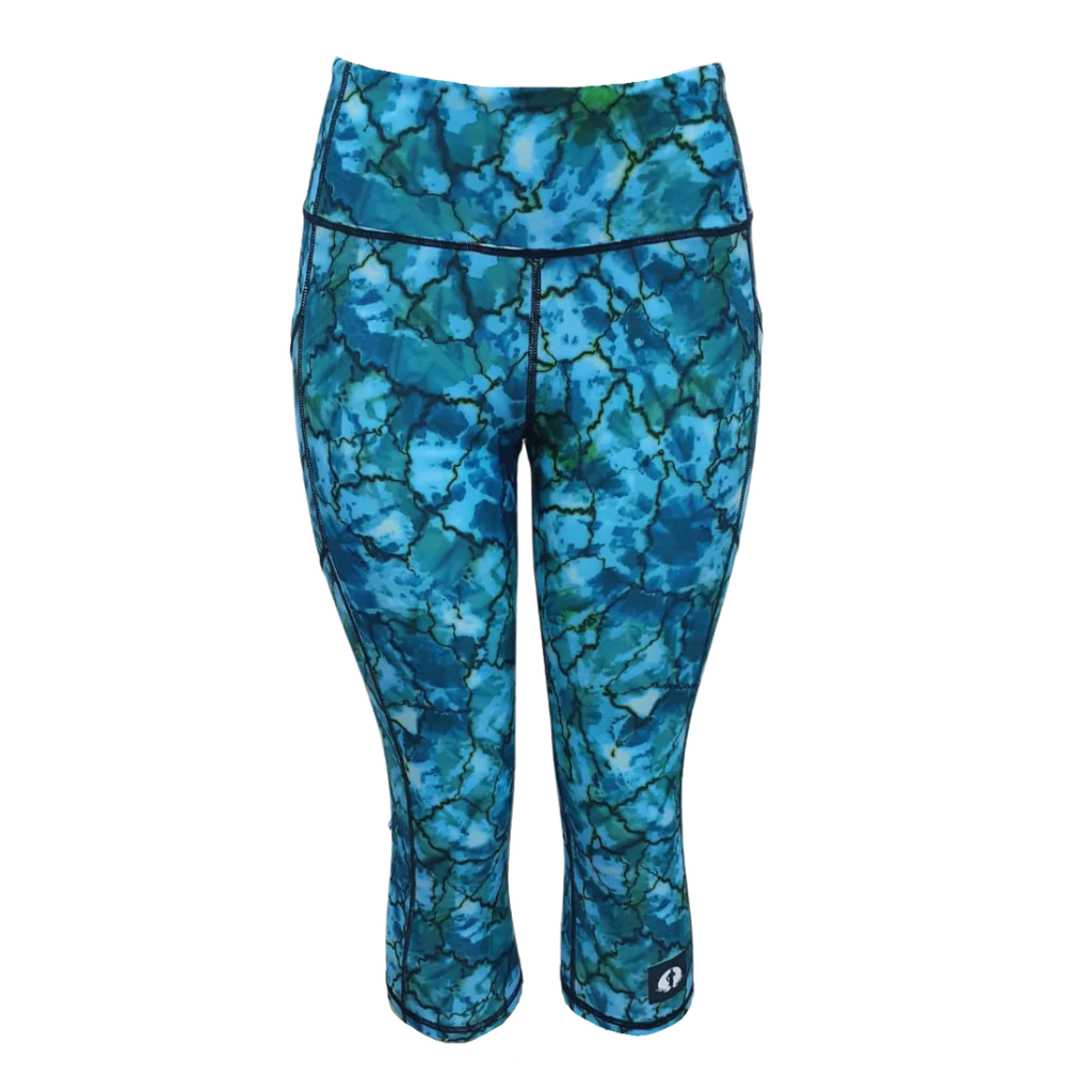 Funky Pants High Waist 3/4 Length Leggings - Tie Dye edition featuring comfortable high waist fit with colourful material.