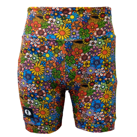High Waist Shorts - Funky Flowers