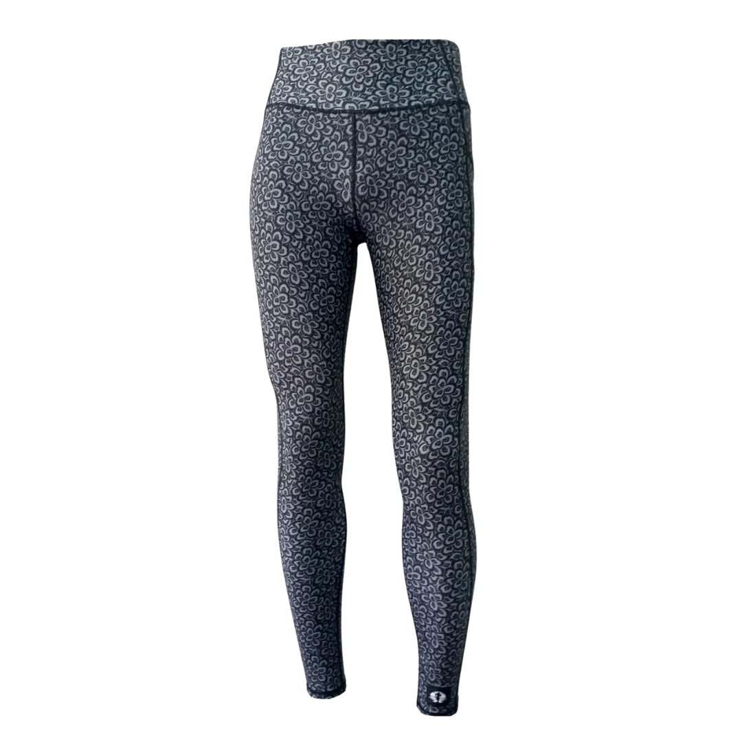 High Waist Full Length Leggings - Petals