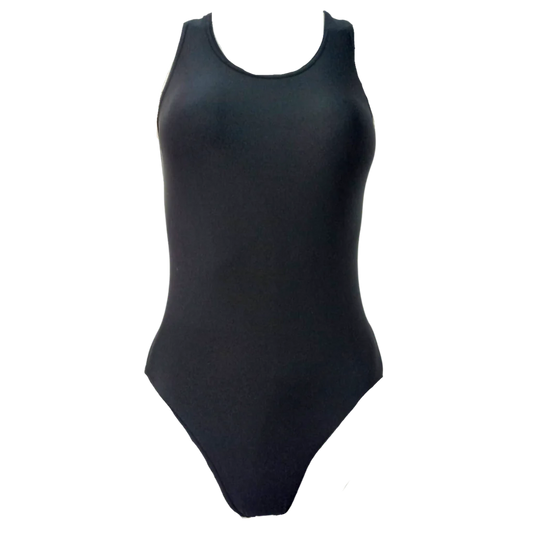 Funky Pants Full Piece Swimwear - Black edition with full coverage and racer back.