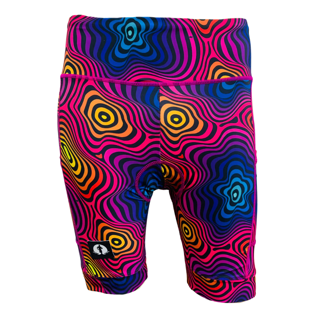 Funky Pants High Waist Fit Cycling Shorts - Weird edition with padded seat and colourful design