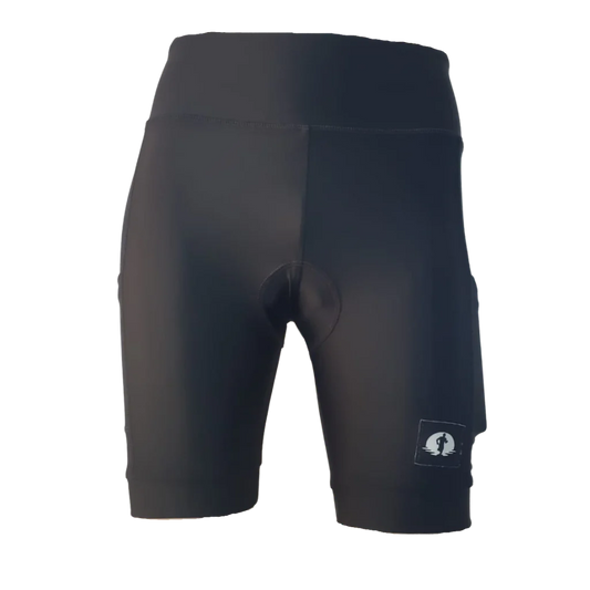 Funky Pants High Rise Fit Cycling Shorts - Black edition with padded seat with pockets.
