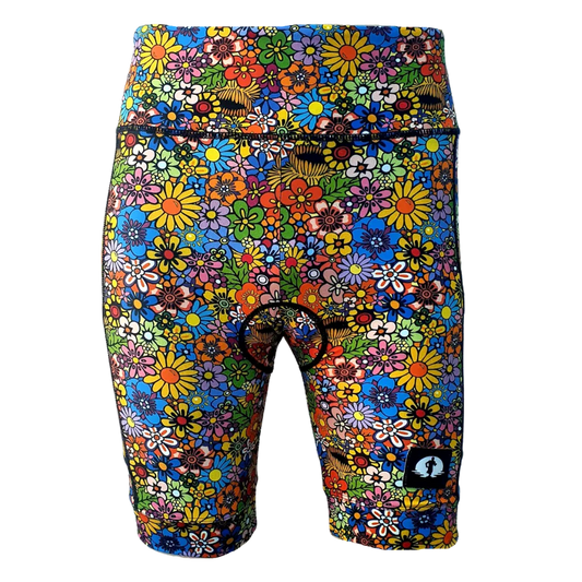 Funky Pants High Rise Fit Cycling Shorts - Funky Flowers edition with padded seat and colourful design