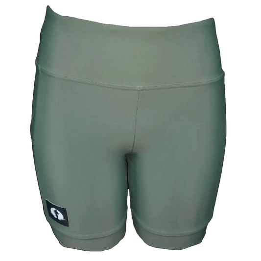 Funky Pants High Rise Shorts - Olive edition featuring double stitched material and colourful design.