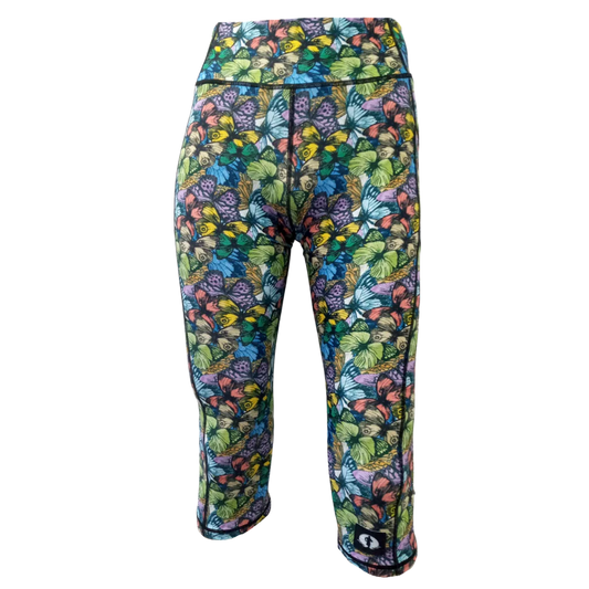 Funky Pants High Waist 3/4 Length Leggings - Butterflies edition featuring comfortable high waist fit with colourful material.