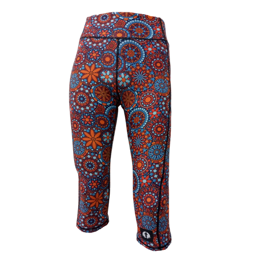 Funky Pants High Waist 3/4 Length Leggings - Colourful Mosaic edition featuring comfortable high waist fit with colourful material.