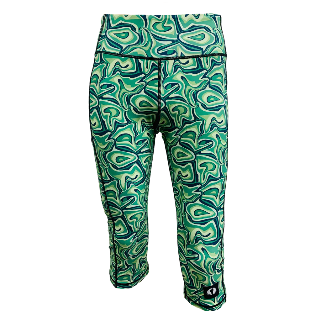 Funky Pants High Waist 3/4 Length Leggings - Maze Magic edition featuring comfortable high waist fit with colourful material.