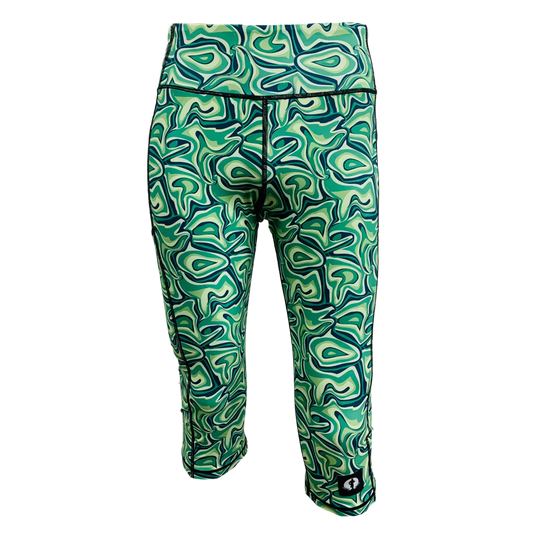 Funky Pants High Waist 3/4 Length Leggings - Maze Magic edition featuring comfortable high waist fit with colourful material.