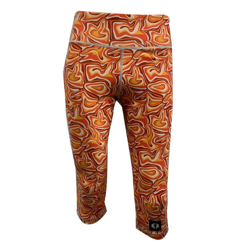 Funky Pants High Waist 3/4 Length Leggings - Twisted Trails edition featuring comfortable high waist fit with colourful material.