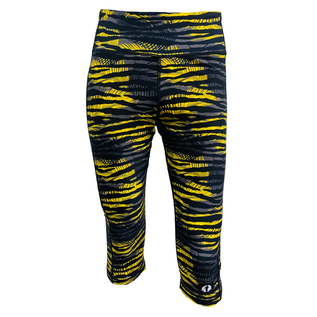 Funky Pants High Waist 3/4 Length Leggings - Beezee edition featuring comfortable high waist fit with colourful material.