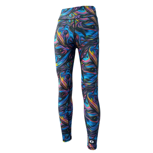 Funky Pants High Waist Full Length Leggings - Peacock Marble edition featuring comfortable high waist fit with colourful material.