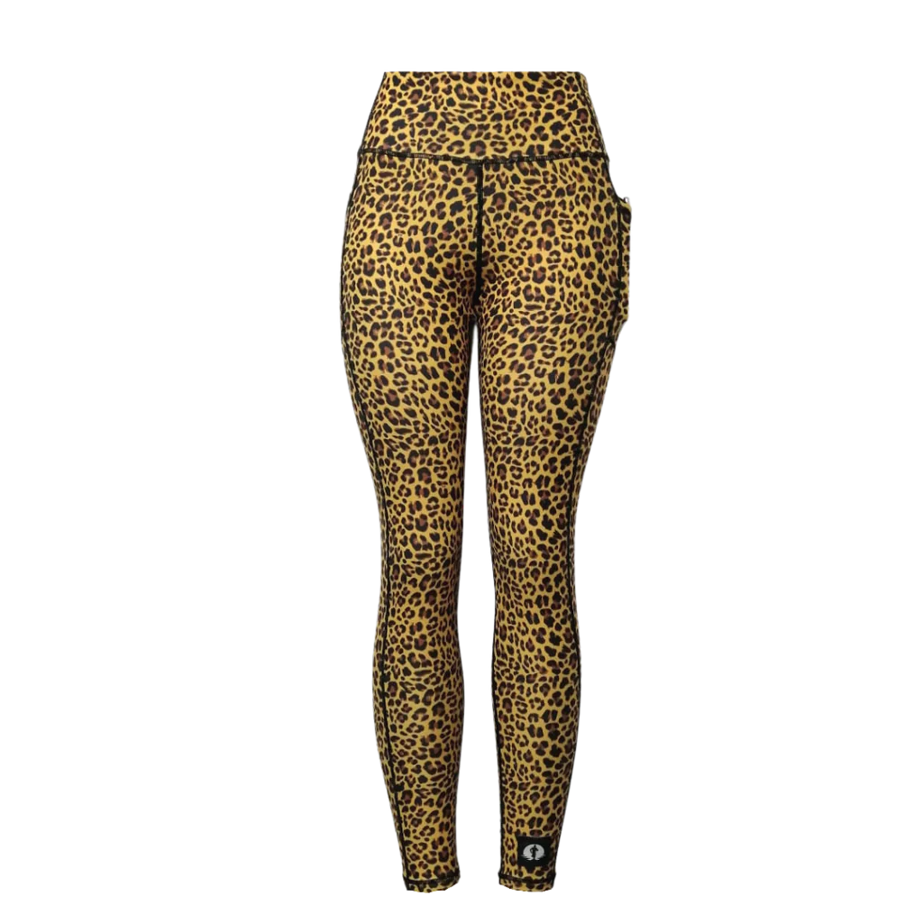 Funky Pants High Waist Full Length Leggings - Leopard edition featuring comfortable high waist fit with colourful material.
