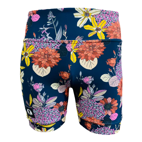 Funky Pants High Waist Shorts - Floral Charms edition featuring double stitched material with high waist fit.