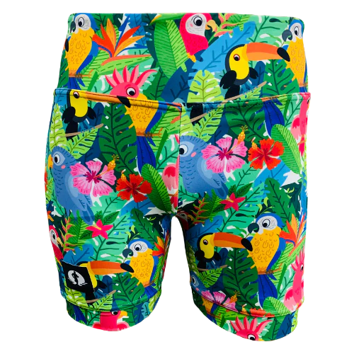 Funky Pants High Waist Shorts - Fowl Play edition featuring double stitched material with high waist fit.