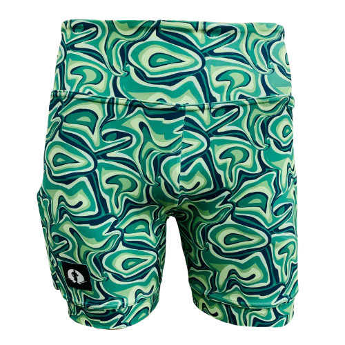 Funky Pants High Waist Shorts - Maze Magic edition featuring double stitched material with high waist fit.