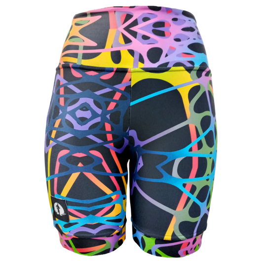 Funky Pants High Waist Shorts - Rainbow Veins edition featuring double stitched material with high waist fit.