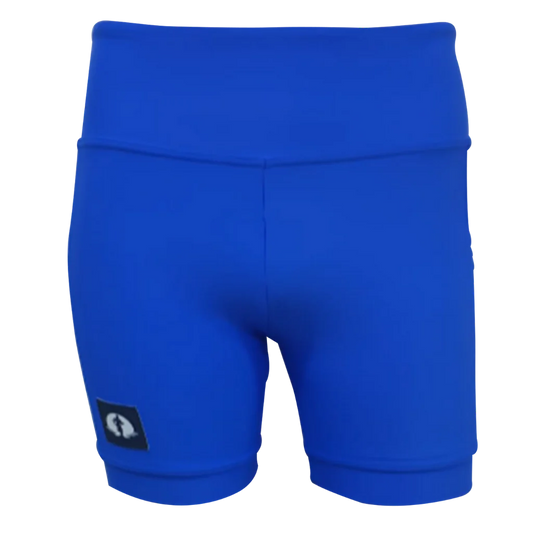 Funky Pants High Waist Shorts - Royal Blue edition featuring double stitched material with high waist fit.