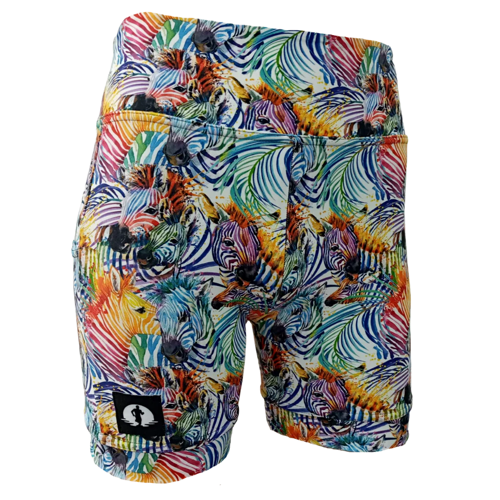 Funky Pants High Waist Shorts - Zooty Zebra edition featuring double stitched material with high waist fit.