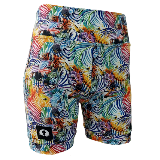 Funky Pants High Waist Shorts - Zooty Zebra edition featuring double stitched material with high waist fit.