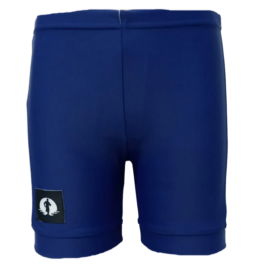 Funky Pants Kids Shorts - Navy edition featuring stretchy colourful material.