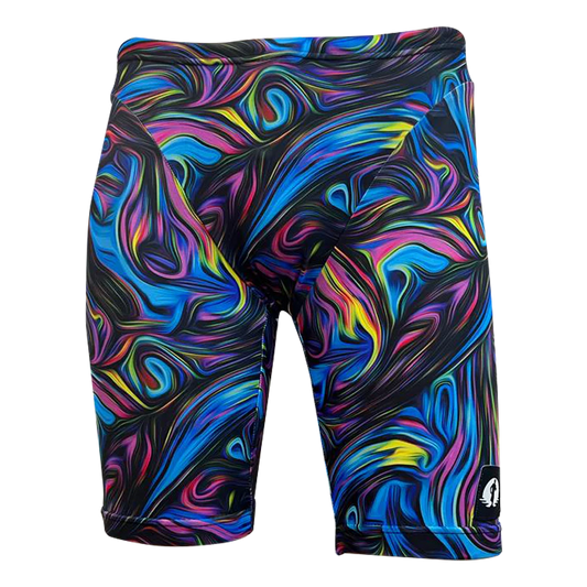 Funky Pants Jammer - Peacock Marble edition with built in speedo.