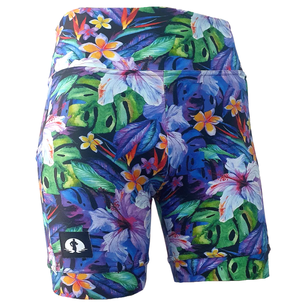 High Waist Shorts - Hibiscus