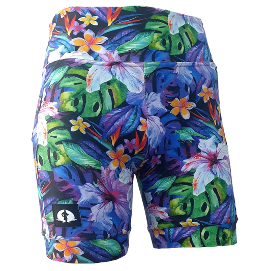 High Waist Shorts - Hibiscus